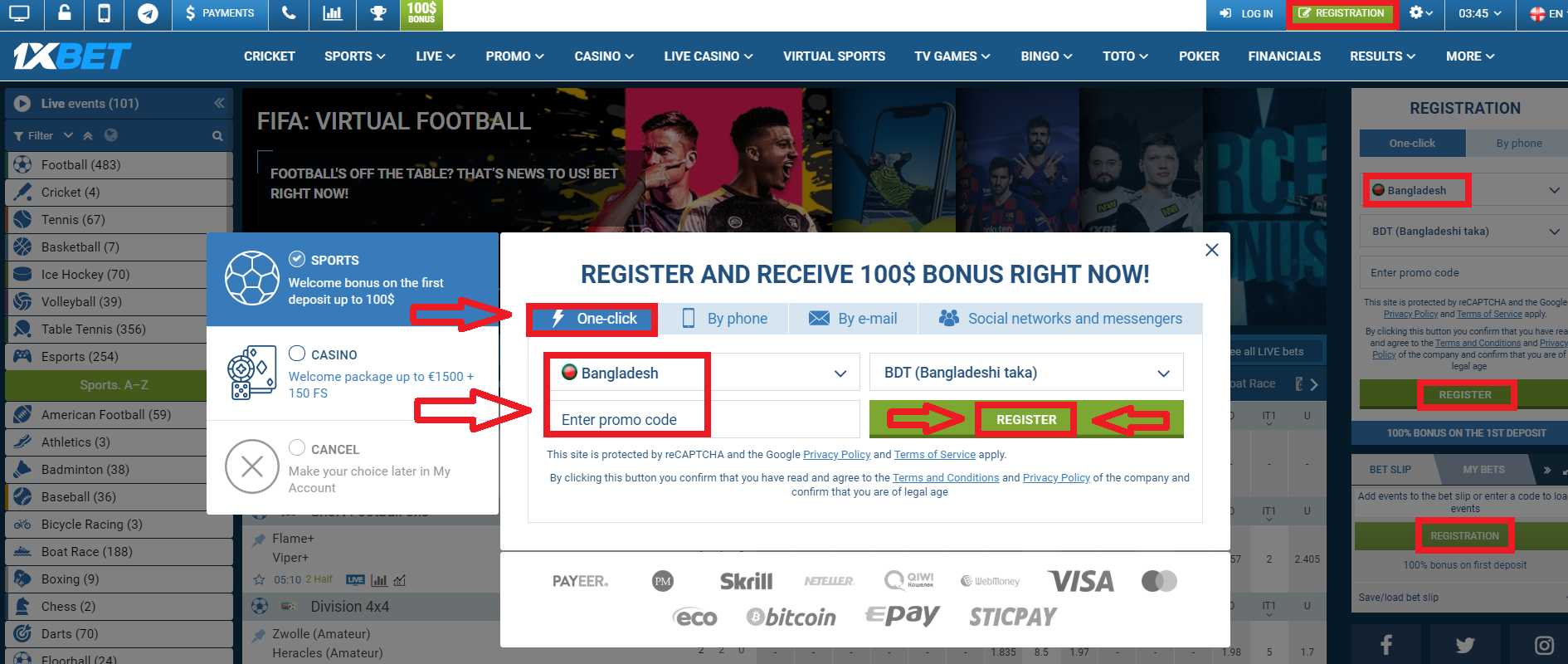 1xbet conta bonus